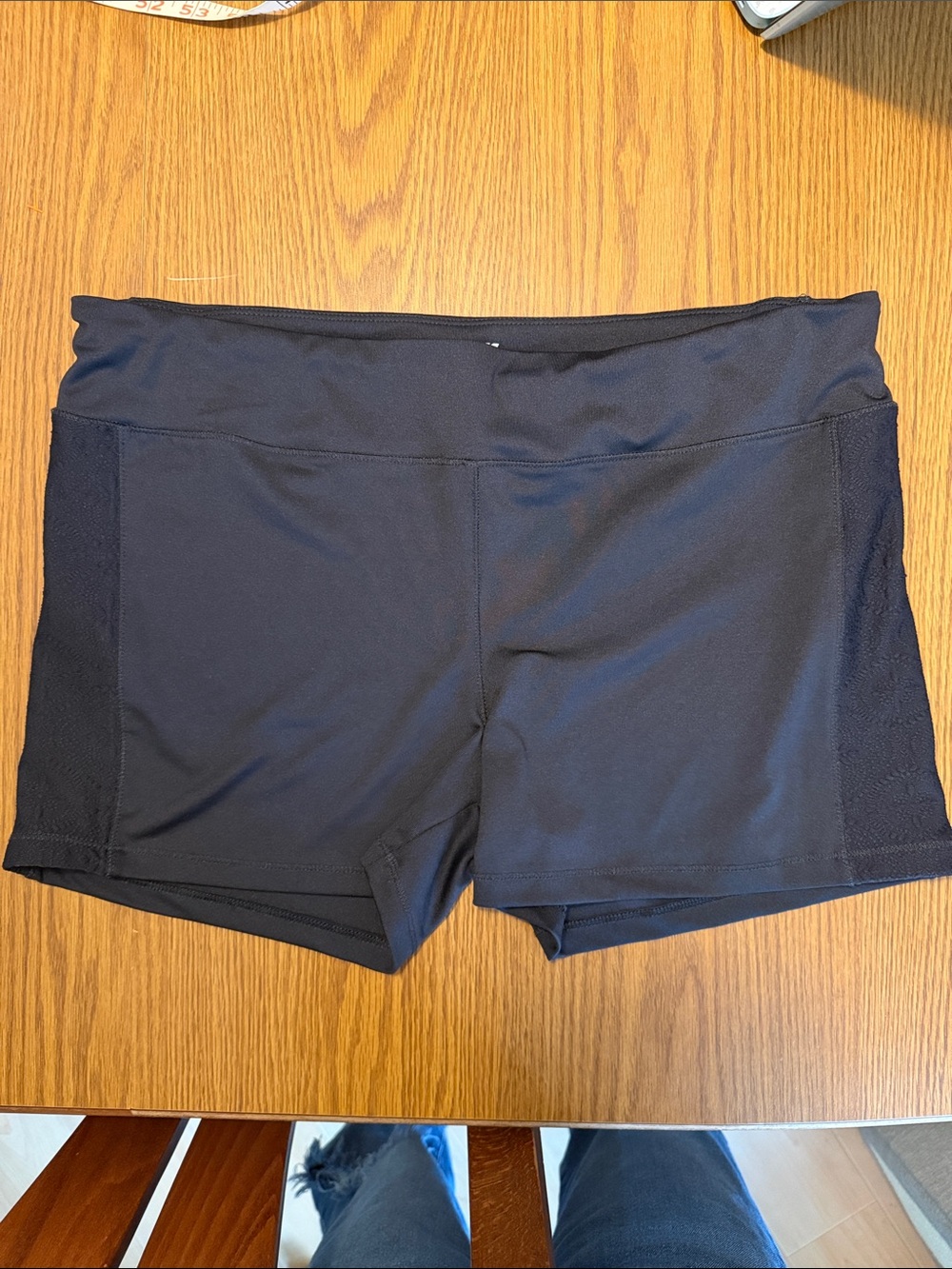 Joe Fresh Black Athletic Spandex Shorts with Side Mesh Panels Large